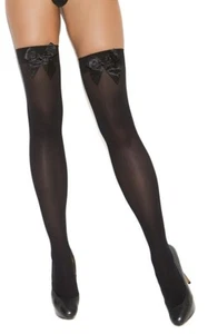 sexy ELEGANT MOMENTS opaque SATIN bows THIGH highs HI stockings HOSIERY nylons - Picture 1 of 9