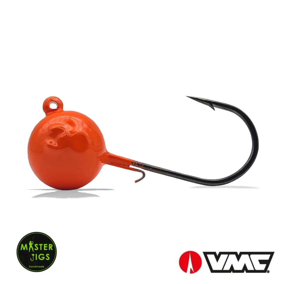 Master Jigs handgemachte Jig Köpfe Orange VMC Haken 7161 made in Germany