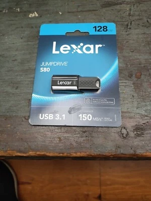 128GB Lexar JumpDrive S80 USB 3.1 Flash Drive Black LJDS80-128BNBNU NEW SEALED - Image 1 of 2