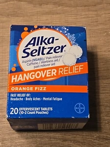 Alka-Seltzer Hangover Relief Effervescent Tablets ORANGE Fizz Flavor - 20 count - Picture 1 of 4