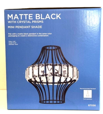 Mini colgante Westinghouse negro mate con pantalla de prisma de cristal 87056 Foto 1 de 4