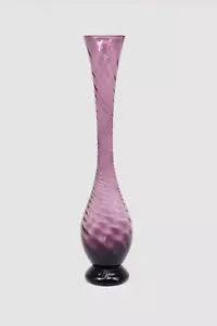 Italian Purple Glass Swirl Vase 11 Inch Vintage Mid Century Modern - Picture 1 of 14