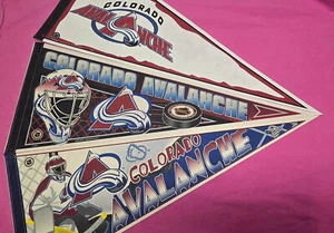 3 Vintage 90s Colorado Avalanche NHL Pennants – 12x30 Full Size Hockey Flags - Picture 1 of 4