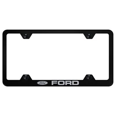 Ford Laser Etched Logo Stainless Steel Wide Body License Plate Frame - Image 1 of 3