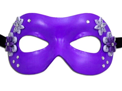 Elegant Purple with Lilac Flowers "Quilled Eyes" Masquerade Mask * OOAK - Image 1 of 3
