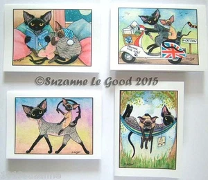 Devon Rex art greetings cards 8 mixed from original painting by Suzanne LeGood - Picture 1 of 1