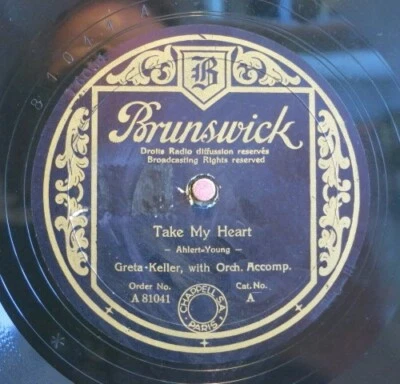 Greta Keller 78 RPM / Would You? & Take My Heart   (12-0525-KT) - Bild 1 von 2