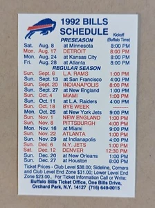 1992 Buffalo Bills Football Pocket Schedule Card NFL 🏈🏈 - Picture 1 of 2