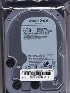 WD60EZAX-00C8VB0 s/n: WX12D9 JUL / 2024 RN: 810051 6TB SATA 3.5" Western Digital - Picture 1 of 5