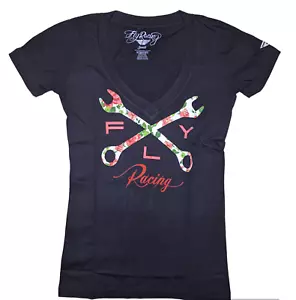Fly Racing Cross Rose Tee V-Ausschnitt T-Shirt schwarz Small 356-0310S & Large 356-0310L - Bild 1 von 14