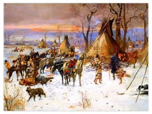 1900 Charles M. Russell Kunstdruck - Hunter's Return - 2 Größen - Bild 1 von 2