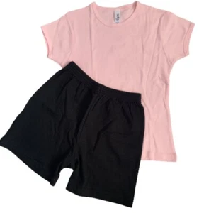 NWOT Girls Shorts & T Shirt Set Black & Pink Size 5/6 - Picture 1 of 1