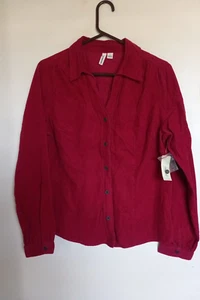 St. Johns Bay Cordhemd Damen L rot Baumwolle Knopfleiste Gr. L NEU - Bild 1 von 3