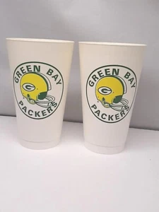 Set 2 tazze vintage Green Bay Packers Hall of Fame plastica anni 80 NOS - Foto 1 di 9