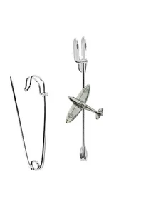 Spitfire plane kilt blanket pin Scarf or Brooch pin pewter emblem 3" 7.5 cm - Picture 1 of 1