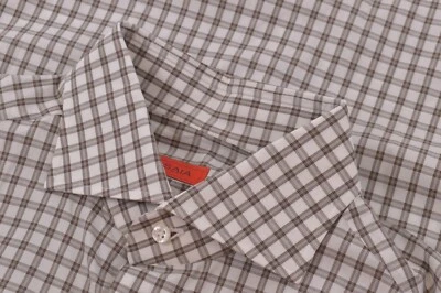 NWT Isaia Napoli Size US 41 16 Dress Shirt White Brown Cut Leuca Mix New  - Image 1 of 4