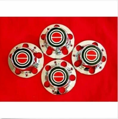 4pcs 1980-1996 FORD F150 BRONCO VAN Chrome Wheel Hub Center Caps RED Center - Image 1 of 3