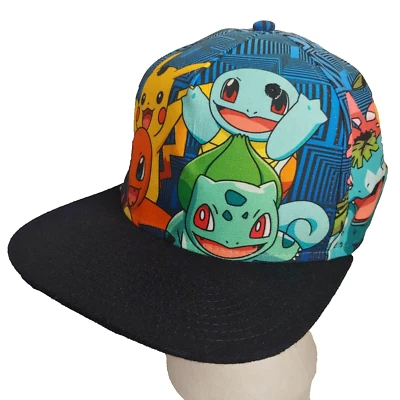Gorra Pokemon Nickelodeon Pikachu Estampado Completo Ala Plana Geométrica Azul Foto 1 de 4