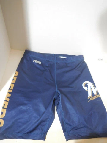 New Unisex Blue Milwaukee Brewers Rare Design Med Compression "Biking" Shorts Cover