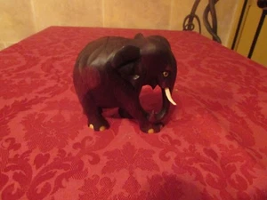 geschnitzte Holz Elefanten Figur aus Indien - Bild 1 von 4