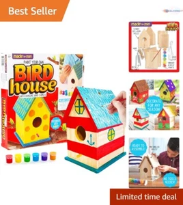 DIY Wooden Birdhouse Kit with Paints, Brush, Glue for Kids, Easy Assembly Fun - Picture 1 of 10