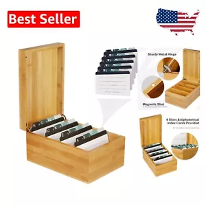 4x6 Elegant Index Card Box - Bamboo Holder with A-Z Tabs for Desk Organization - Picture 1 of 10