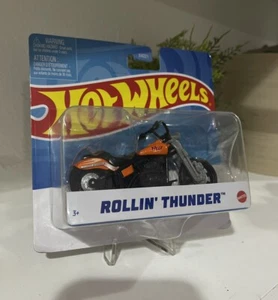 Hot Wheels Scala 1:18 Street Power Bike Rollin' Thunder Moto Arancione - Foto 1 di 2