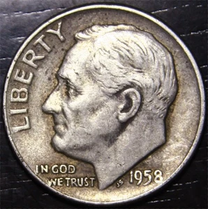 1958 D Roosevelt Dime 90% Silver 10c US Coin Denver Mint - Picture 1 of 2