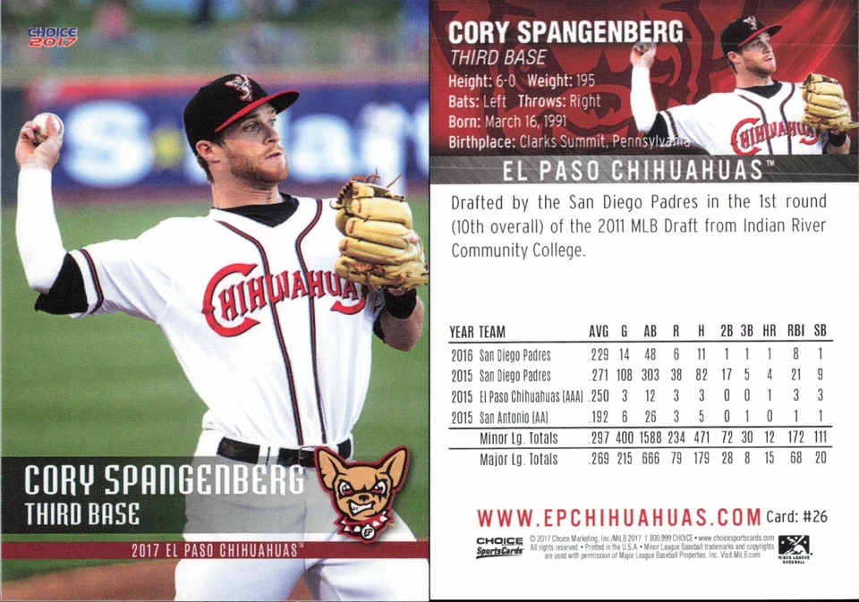 2017 Choice El Paso Chihuahuas S D Padres Qty Team Your Choice You Pick Set - Image 1 of 1