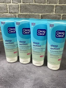 Clean & Clear Deep Action Exfoliating Cleanser (4) with Pro-Vitamin B5, 7 FL OZ - Picture 1 of 4