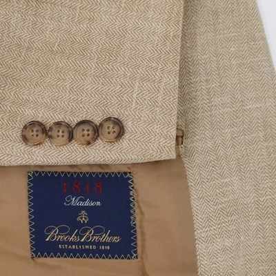Abrigo deportivo Brooks Brothers para hombre 42R 1818 Madison seda lino lana espiga Foto 1 de 4