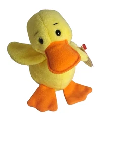 VTG. TY 1993 Beanie Baby 6" QUACKERS The Duck Yellow Plush Beanie w/ Tag - Picture 1 of 7