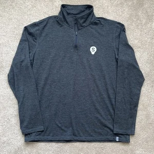 Marine Layer Weekend Sport 1/4 Zip Pullover Men Large Heather Gray Black Stretch - Picture 1 of 5