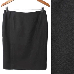ZANELLA Black Tonal Cross Hatch Pattern Wool Pencil Skirt Women's Size 2 - Picture 1 of 3