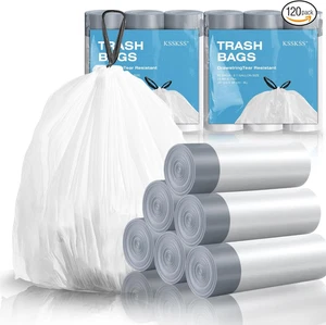 120 Counts 1.6 Gallon Mini Drawstring Trash Bags Small Garbage Bag Code for Home - Picture 1 of 12