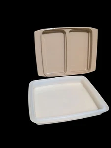 Tupperware Teufel Eierträger Tablett und Deckel nur Farbe beige 723-1 Vintage - Bild 1 von 4