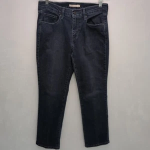 Levis 505 Straight Leg Jeans Women Size 8 Blue Dark Stone Wash Denim Mid Rise - Picture 1 of 7