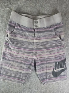 Nike Shorts FC Squad Knit Mens Sz 30 Gray Stripe Purple Button Gym Casual - Picture 1 of 10