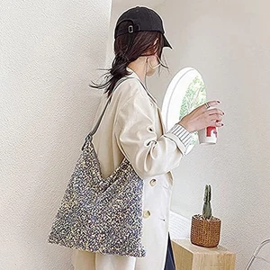 Women Glitter Sequin Shoulder Tote Bag Girls Bling Shiny Shopping Handbag Pouch - Picture 1 of 15