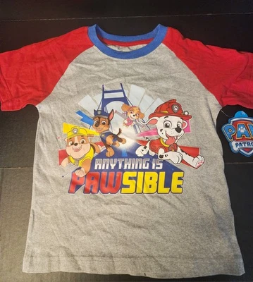 PAW PATROL Boys Logo T-Shirt "Anything Is Pawsible" Size 7 NWT - Image 1 of 4