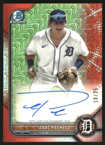2022 Bowman Chrome Mega Autographs Orange Refractors #BMAIP Izaac Pacheco /25 - Picture 1 of 2