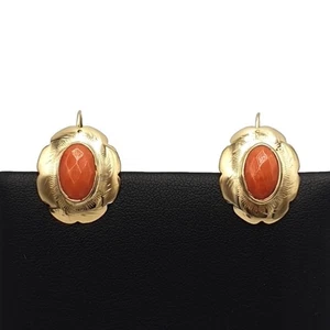 ORECCHINI CON CORALLO MEDITERRANEO IN ORO MASSICCIO 18K VINTAGE ANNI '60 ITALIA - Foto 1 di 8