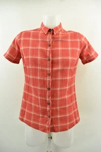 PATAGONIA Checked Shirt Womens Short Sleeve Collared White Red Cotton size UK 10 - Picture 1 of 10