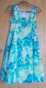 Blue And White Karen Millen Floral Fit And Flare Dress Size 10 - Picture 1 of 5