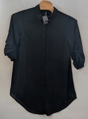 Torrid Plus Size 1 Black Shirt Dress 1X Button Down Roll Tab Sleeves NWT - Image 1 of 4