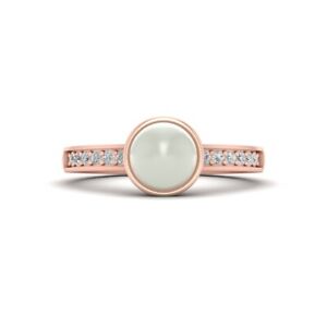 Diamond Accents Cultured Pearl Engagement Ring Freshwater Pearl Rings For Women 