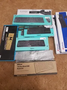Bundle of 9 Brand new Keyboards (4 of the Logitech) and 1 Gaming Wrist Rest - Picture 1 of 7