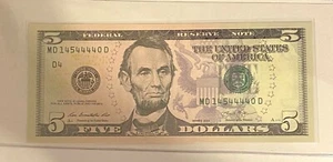 2013 (MD) billete de cinco dólares billete de la Reserva Federal Cleveland elegante 5 4s nítido - Imagen 1 de 2
