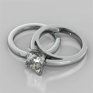 2.00 Ct Princess Cut Moissanite Wedding Awesome Ring Set Solid 950 Platinum - Picture 1 of 8