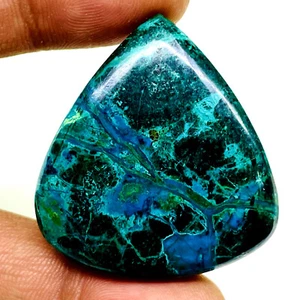 125.2 Cts Natural Malachite Chrysocolla 39x36mm Pear Huge Cabochon Gemstone - Picture 1 of 13